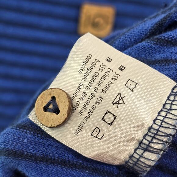 Tentree Shirt Mens XL Navy Blue Henley Hemp Organic Hooded Striped 10 Tree - Picture 9 of 11